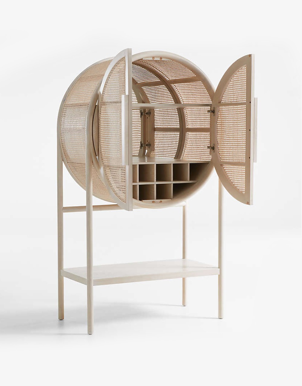 Whitewash Cane Bar Cabinet - Görsel 5
